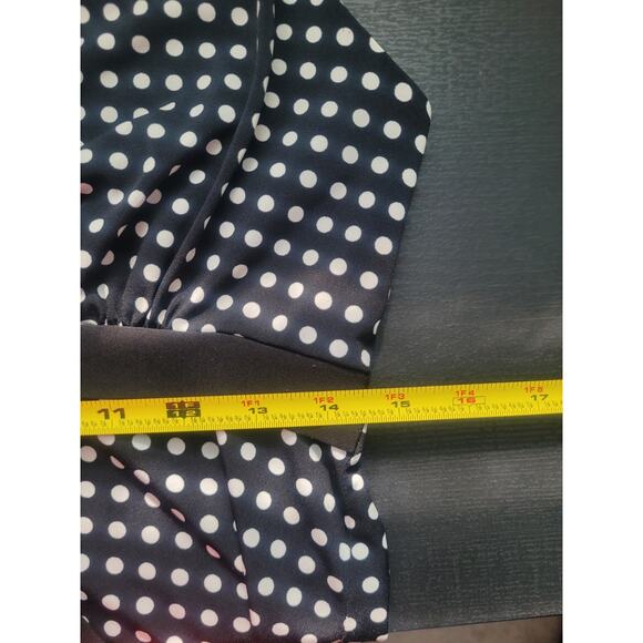 Y2k IZ Byer Polka Dot Babydoll Halter Mock Neck Top Size L Black Preppy Coquette - Picture 5 of 7